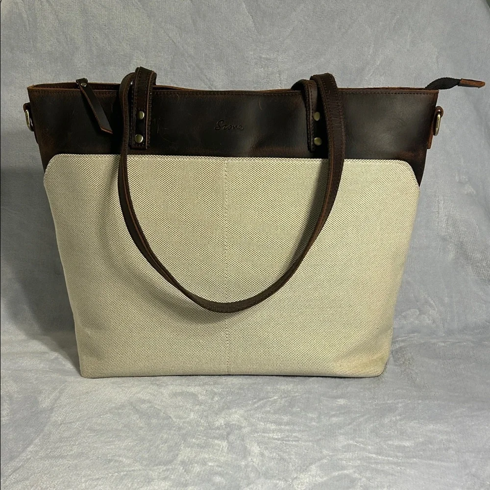 SZone Leather & Canvas Laptop Tote
